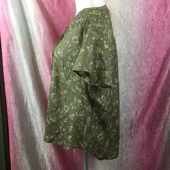 Floral Lightweight Lace Up Neck Blouse Sz PXXL - Picture 5 of 7